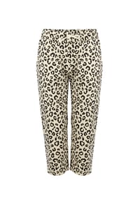 ROADSIGN® australia - Damen Caprihose Urban Leo mit Leo Allover Print und elastischem Bund komfortable 7/8 Hose für Freizeit und Zuhause - schwarz/beige