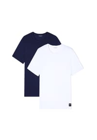 EMPORIO ARMANI - Herren T-Shirt, 2er Pack - ESSENTIAL LOGOLABEL, Rundhals, Stretch Cotton - Dunkelblau/Petrol