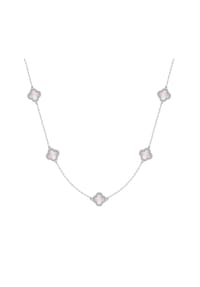 Luluandjane - Kette mit Anhänger Zirkonia weiß Perlmutt weiß - silber