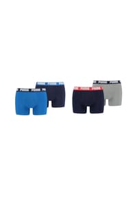 PUMA® - Herren Boxer Shorts, 4er Pack - Basic Boxer ECOM, Cotton Stretch, Everyday - Blau/Grau