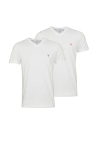 U.S. POLO ASSN. - Herren T-Shirts, 2er Pack - V-Neck, Logo-Stickerei, Baumwolle - Schwarz
