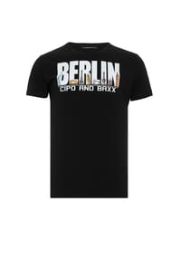 CIPO & BAXX® - T-Shirt Schriftzug Berlin hoher Tragekomfort - black