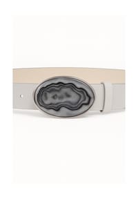 collezione alessandro® - Ledergürtel Perlmutt aus italienischem Leder, perlmutteffekt - grau