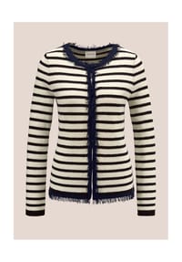 MADELEINE - Gestreifte Strickjacke in in Bouclé-Qualität - ecru / marine