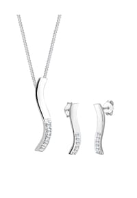 elli. - Schmuckset Welle 925 Silber, Mit Kristallen Von Swarovski® - Weiß