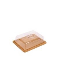 Cheffinger - Bambus Käseglocke & Butterdose – Frischhalten mit Stil - Holz 24 x 19 x 7,5 cm