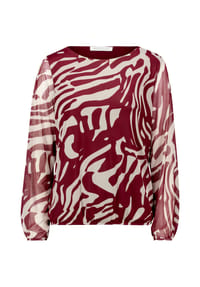 BETTY & CO - Mesh-Shirt mit Gummizug - Nature/Dark Red