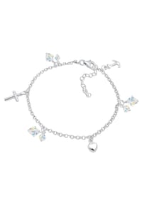 elli. - Armband Kreuz Herz Anker 925 Silber Vergoldet, Mit Kristallen Von Swarovski® - Gold