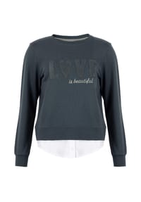 ROADSIGN® australia - Damen Sweatshirt LOVE im Layer Look mit Terry Stickerei - navy