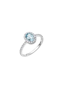 zeeme GEMSTONES - Ring 375/- Gold 1 Blautopas beh. - weiß