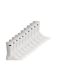 ellesse - Unisex Socken, 10er Pack - ALACRE, Crew Socken, Logo, einfarbig - Weiß