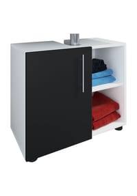 VCM. - Holz Waschbeckenunterschrank | Badschrank | Maße: H. 51 x B. 60 x T. 30 cm | 1 Drehtür | 2 offene Regalfächer | modernes Badezimmermöbel - Flandu lll - Weiß