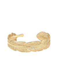 elli. PREMIUM - Armband Armreif Bangle Feder Boho 925 Sterling Silber - Gold