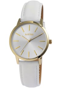 RAPTOR Raptor - Damen Quarz Armbanduhr Sunny mit Lederarmband - 3 ATM - Mineralglas - gelb-silber