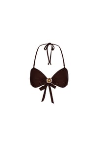 MODA MINX - Bikini Top Amour mit funkelnden Glitzersteinen - Coffee
