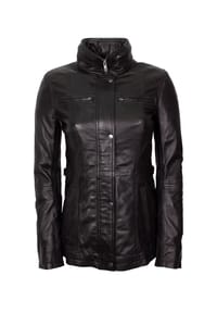 Lolus - Lederjacke Angel Lange Damen Jacke aus weichem Lammnappa Leder - Cognac