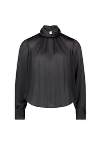 zero - Satin-Bluse mit Crinkle-Effekt - Black Beauty