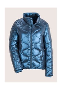 MADELEINE - Glänzende Winterjacke mit Kapuze - rauchblau / metallic