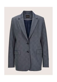 MADELEINE - Legerer Longblazer mit dezentem Karomuster - nebelblau / graphit / melange