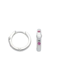 Adelia's - Damen Silber Schmuck 925 Silber Ohrringe  Creolen Herz mit synthetischer Rubin Ø 13,8 mm - rot