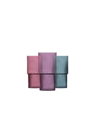 COFI - LAV Helen COLOR Gläser-Set - 3-teilig, 400 ml, farbiges Riffle-Design - mehrfarbig 14,3 x 6,5 cm