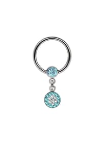 Adelia's - Intimpiercing Ring , Kugel mit Kette + Kreis mit Steinen - türkis