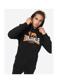 LONSDALE™ - Herren Kapuzensweatshirt normale Passform THURNING - Black/Orange/White