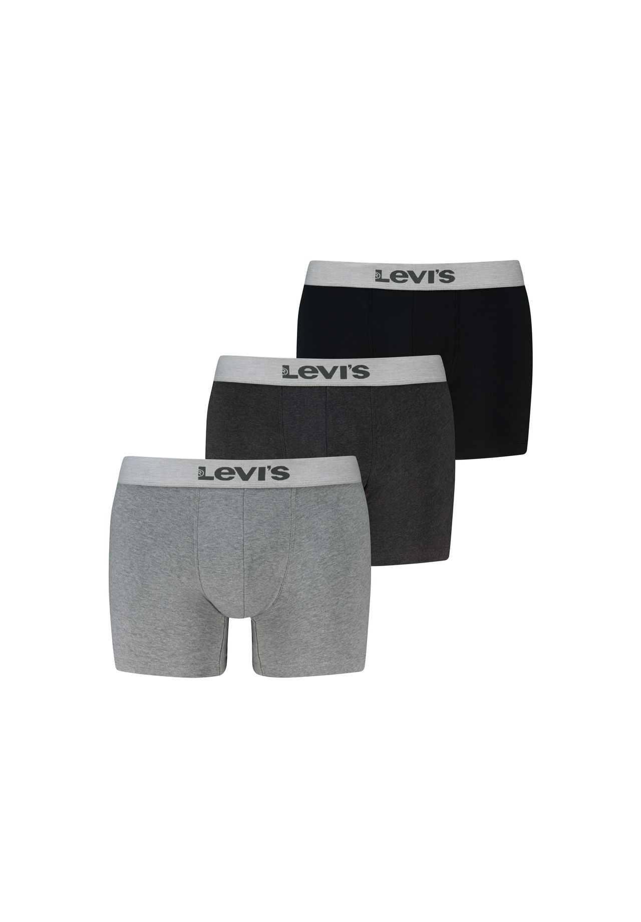 Levis Herren Grau/Schwarz 3P Logo Boxer Briefs Baumwolle Small - Bild 4