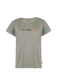 ROADSIGN® australia - Damen T-Shirt Just Chillin mit Schriftzug, entspannter Schnitt, ideal für Freizeit und Homewear - grau