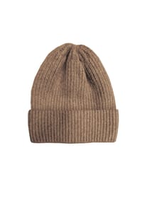 CAPO - CAPO-DOUX CAP LONG knitted cap, ribbed, turn up - camel