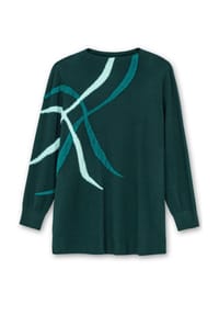 sheego - Feinstrickpullover - tiefgrün-gemustert