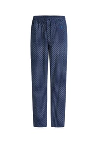 El Búho NOCTURNO® - Herren-Schlafanzughose, lang, Baumwolle-Popeline, genustert - marineblau/weiß