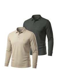 normani® - 2er Set Herren Langarm Poloshirt Lyroe - Anthrazit