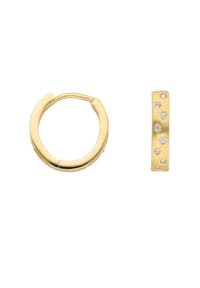 Adelia's - 585 Gold Ohrringe / Creolen mit Zirkonia Ø 12,8 mm - gold