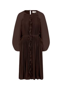 CARTOON - Chiffonkleid mit Rüschen - Dunkelbraun
