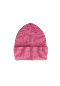 CAPO - Strickmütze, melange,  Formstrick, Umschlag - beige