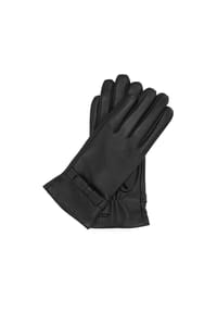 Kazar - Damenhandschuhe aus Leder in Schwarz mit einer Schleife. - Schwarz