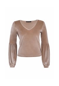freshlions - Langarmshirt Viveka aus samtig, weichem Stoff hergestellt - beige