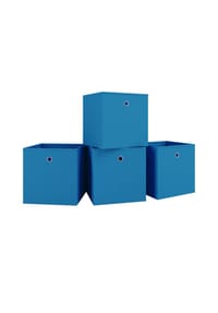 VCM. 4er Set Faltbox | Klappbox Stoff Kiste | Faltschachtel | Maße ca. H. 28 x B. 27 x T. 27 cm | Regalbox - Boxas - VCM Boxas - Blau