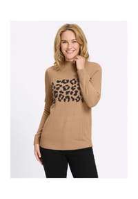 Sieh an! - Stehkragen-Pullover - camel-schwarz
