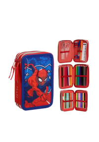 MARVEL - Spiderman Federmappe gefüllt – Schuletui & Stiftebox mit Zubehör - 