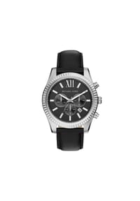 MICHAEL KORS LEXINGTON - Michael Kors Herrenuhr Lexington Chronograph schwarzes Leder, MK9256 - Silber