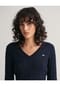 GANT Damen Cabel-Strickpullover - STRETCH COTTON CABLE V-NECK, Zopfstrick Bild 17