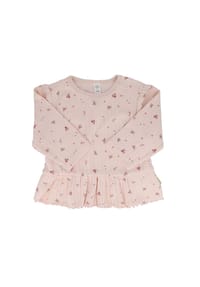 maximo® - BABY GIRL-Shirt, Langarm Herbstblume, Jersey AOP, Schößchen - softrose