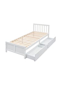 KOMHTOM - Jugendbett 90/200 cm in Weiß mit Zwei Schubladen - Weiß