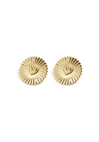 Adelia's - Ohrringe Ohrstecker mit Herzmotiv und Strahlenrelief aus Edelstahl - goldfarben