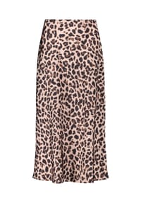 Vera Mont - Satinrock mit Leoprint - Weiß/Braun