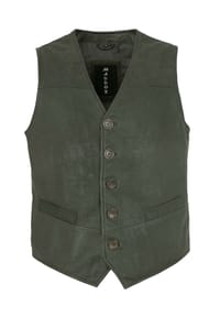 MADDOX - Herren Lederweste Lammnubuk olive-braun - olive