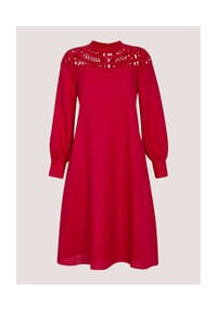 MADELEINE - Sommerkleid aus Naturgarn und Spitze - rot