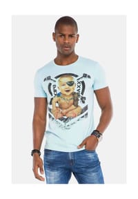 CIPO & BAXX® - T-Shirts mit Baby Pirat und Label-Details, CT-485 - HELLBLAU
